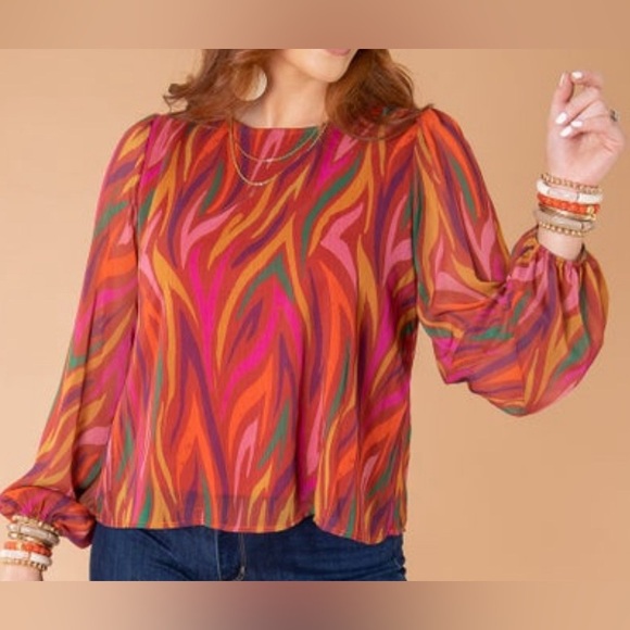 Peach Love California Tops - Boutique Fun print blouse